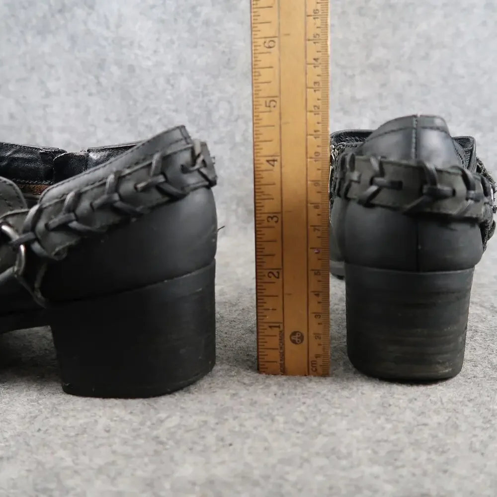 TaraM Shoes Womens 8.5 Mule Booties Slip On Block Heel Western Leather Black
